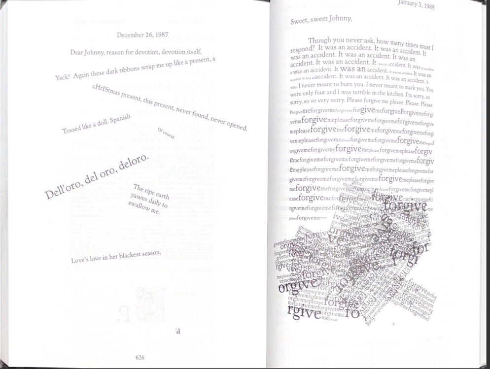 *[House]{#6570ae} of Leaves* pages 626 & 627.